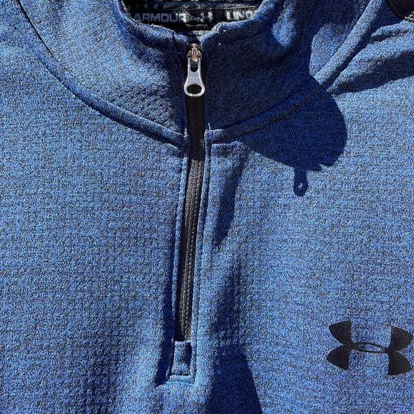 Under Armour Cold gear 1/4 Zip Fitted size Large Blue & Black Shirt - Picture 4 of 8